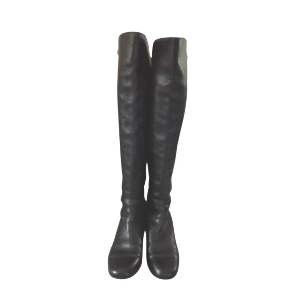 Vince Camuto Karita Knee High Black Leather Over The Knee Boots Size 6.5